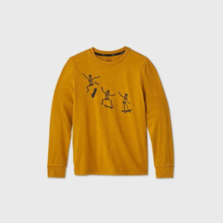 Boys' Long Sleeve Skateboard Graphic T-shirt - Art Class Gold