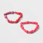 Mixed Abstract Color Block Beaded Bracelet Set 2pc - Universal Thread Pink