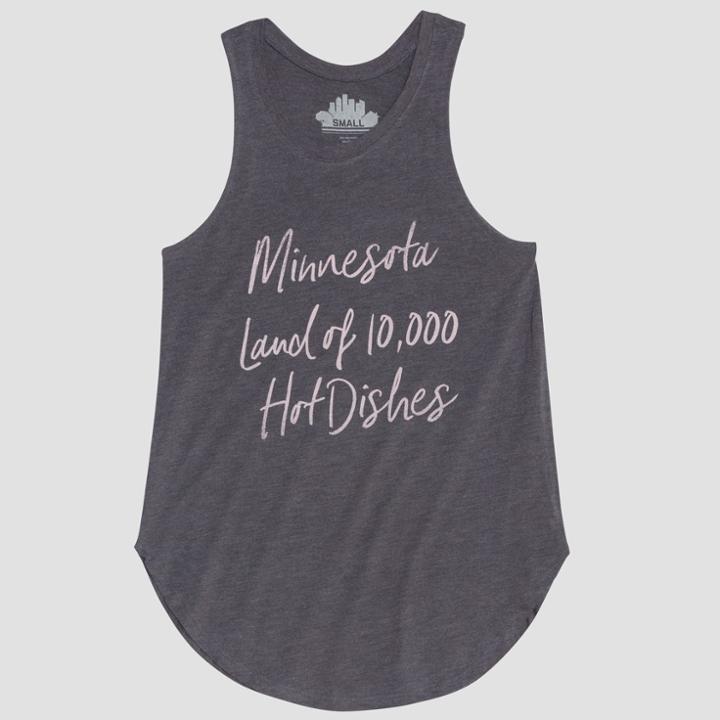 Women's Minnesota Land Of 10,000 Hot Dishes Graphic Tank Top - Awake Charcoal