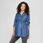 Maternity Denim Long Sleeve Popover Tunic - Isabel Maternity By Ingrid & Isabel Medium Wash