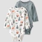Baby 2pk Organic Cotton Woodland Bodysuit - Little Planet By Carter's White/green