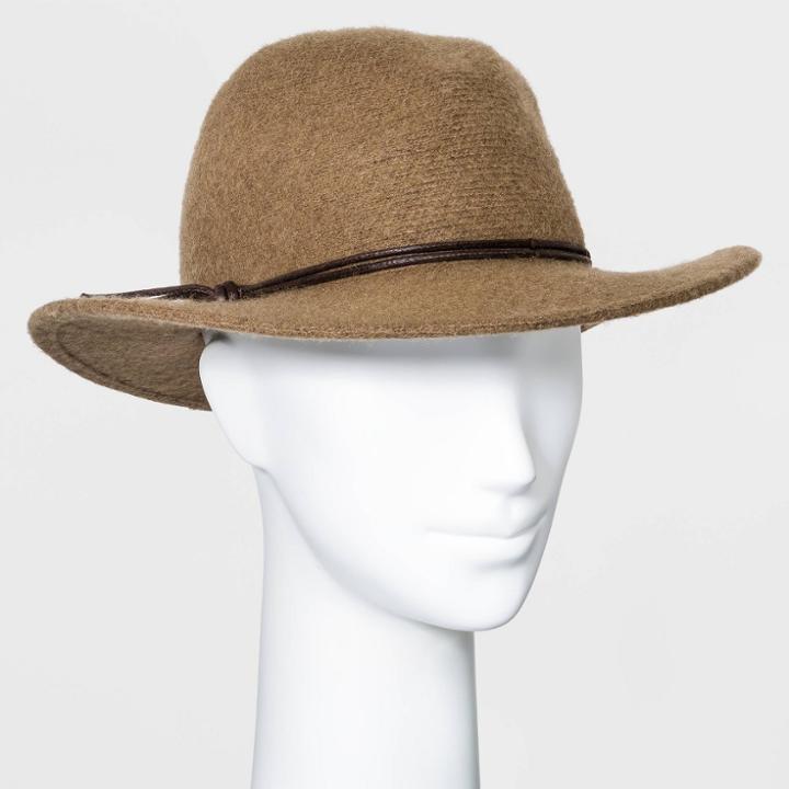 Women's Knit Fedora Hat - Universal Thread Taupe, Brown