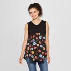 Macherie Maternity Floral Sleeveless Solid/print Mix Tunic - Ma Cherie Blue Xl, Women's, Black