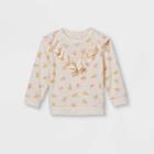Toddler Girls' Floral Ruffle Sweatshirt - Art Class Cream