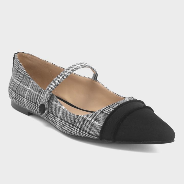 Women's Nellie Plaid Mary Jane Flats - Who What Wear Gray