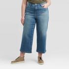 Women's Plus Size High-rise Wide Leg Cropped Jeans - Universal Thread Medium Wash 14w, Women's, Blue