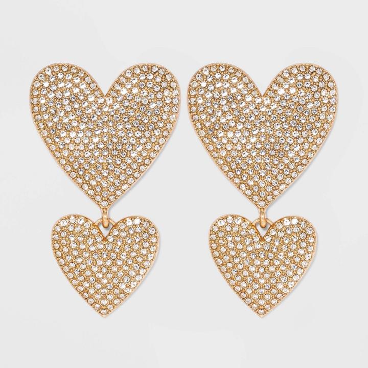 Sugarfix By Baublebar Crystal Heart Drop Earrings - Clear