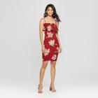 Women's Floral Print Midi Bodycon Dress - Almost Famous (juniors') Berry