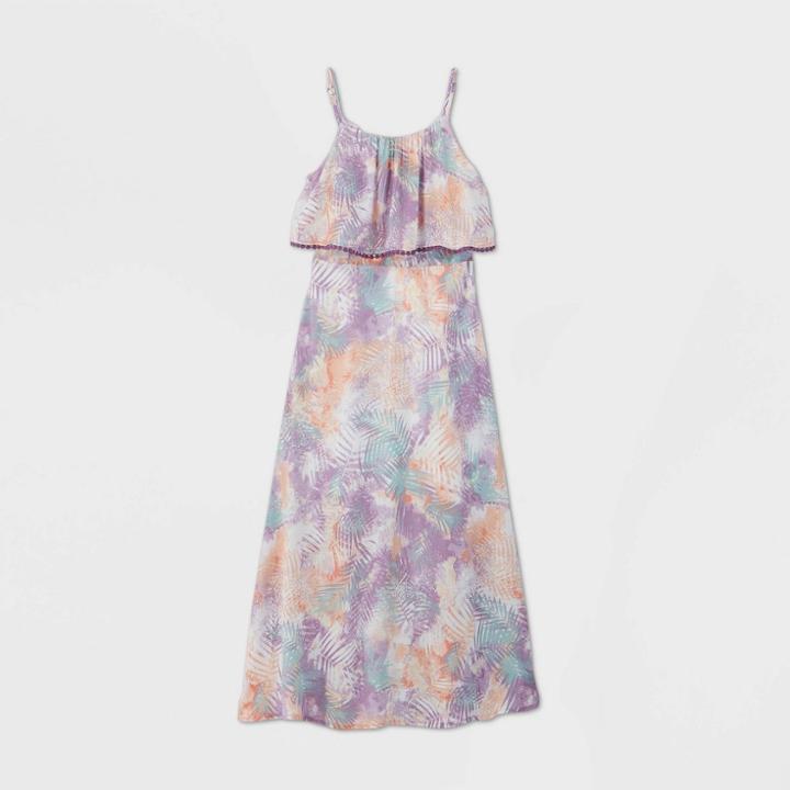 Girls' Pom Trim Maxi Dress - Art Class Purple