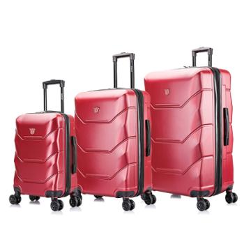 Dukap Zonix Lightweight 3pc Hardside Luggage Set - Wine, Red
