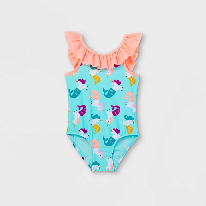 Toddler Girls' Mermicorn Print One Piece Swimsuit - Cat & Jack Turquoise