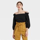 Women's Balloon 3/4 Sleeve Bardot Top - Who What Wear Jet Black