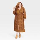 Women's Plus Size Long Sleeve Button-front Dress - Knox Rose Rust