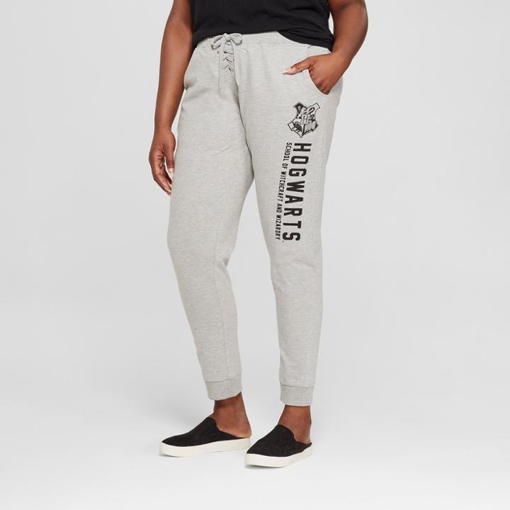 Women's Harry Potter Plus Size Hogwarts Jogger Athleisure Pants (juniors') Heather Gray