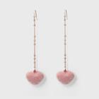 Heart Pom Long Chain Drop Earrings - Wild Fable Pink
