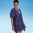 Women's Tie-front Cover Up Tunic Dress - Kona Sol Navy