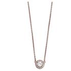 Halo Women's Necklace With Round Cubic Zirconia In Rose Gold Over Sterling Silver -rose