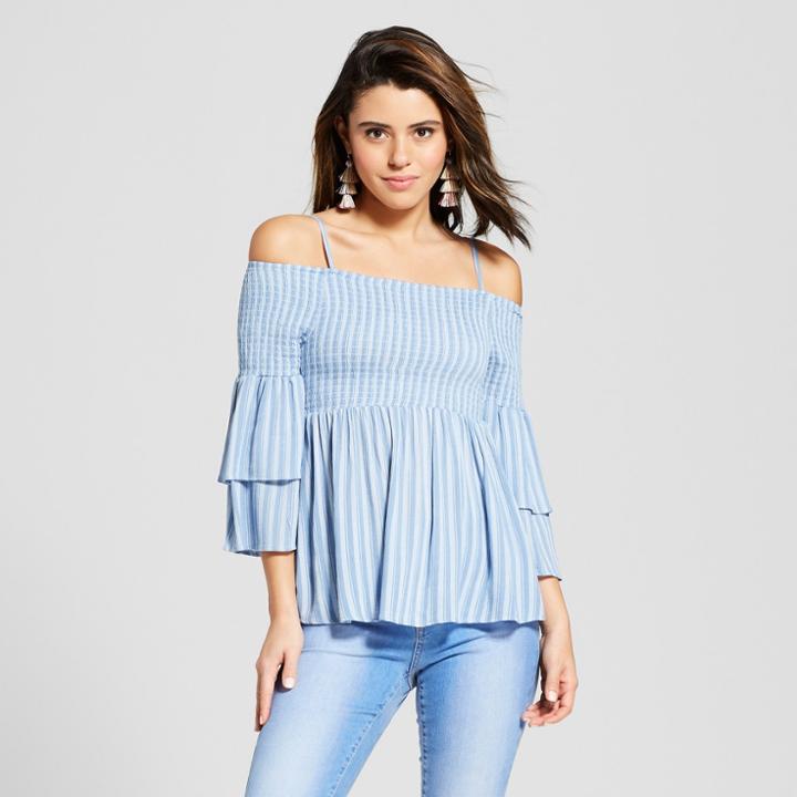 Women's Off The Shoulder Smocked Top - Almost Famous (juniors') Blue