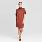 Women's Short Sleeve Turtleneck T-shirt Dress - Prologue Red L, Size: