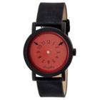 Simplify The 2300 Men's Suede - Overlaid Leather Strap Watch - Red