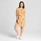 Women's Floral Print Cold Shoulder Shift Dress - Xhilaration Yellow