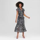 Women's Polka Dot Short Flutter Sleeve Midi Dress - Who What Wear Black/white Xl, Black/white Polka Dot