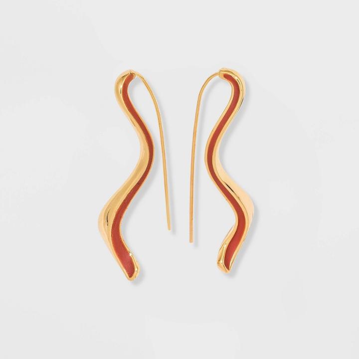 Squiggly Linear Earrings - A New Day Rust, Red
