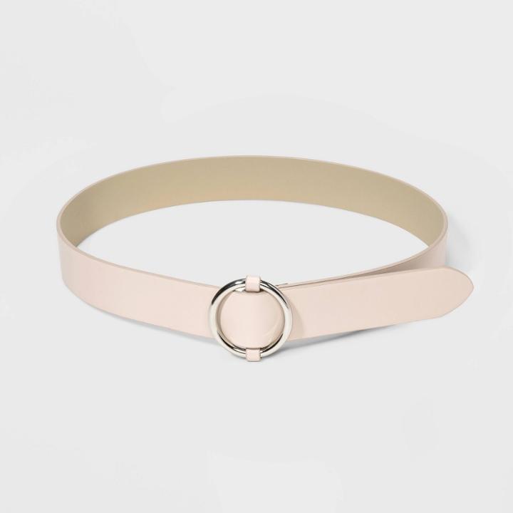 Women's Round Silver Slider Buckle Belt - A New Day Blush S, Women's, Size:
