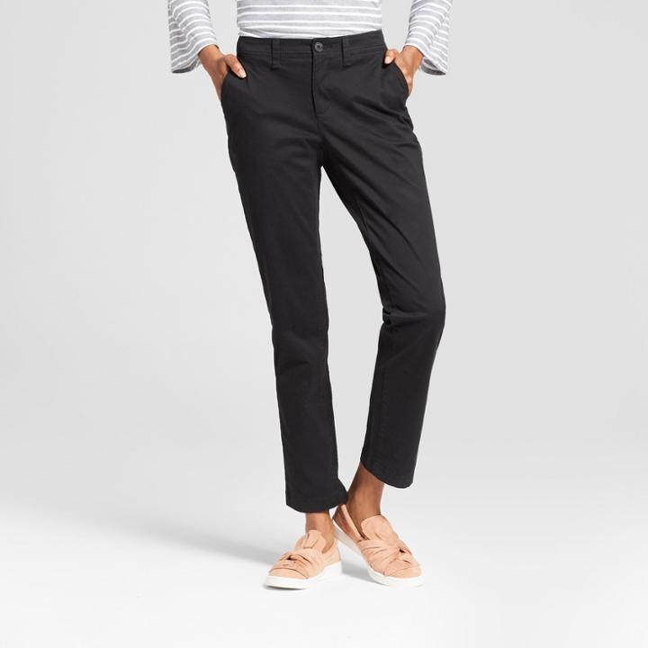 Women's Slim Chino Pants - A New Day Black