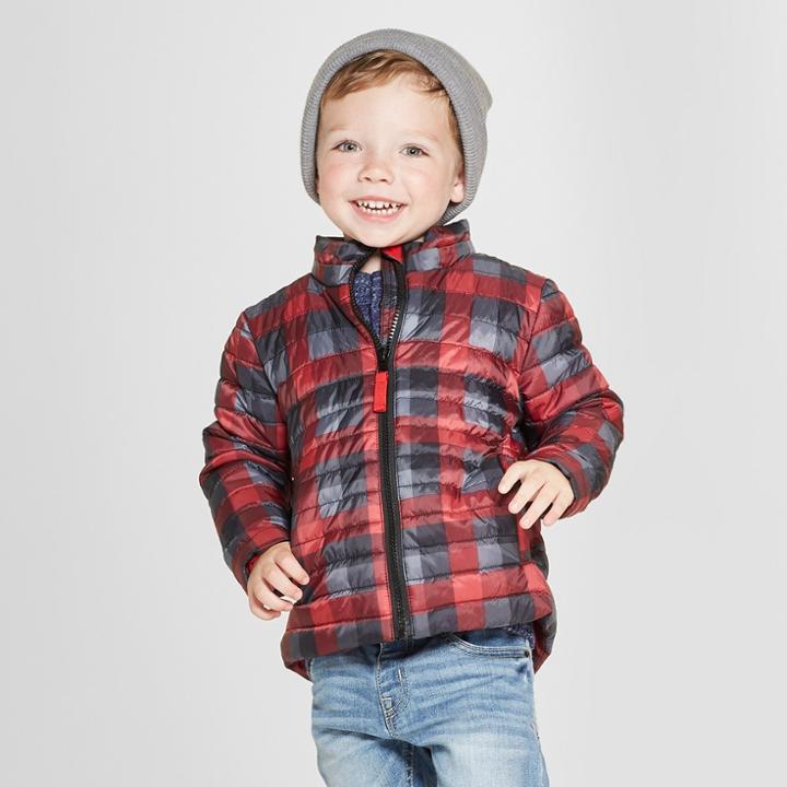 Toddler Boys' Print Midweight Puffer Jacket - Cat & Jack Black