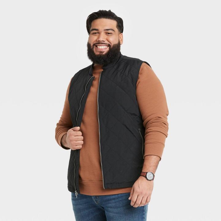 Men's Tall Lightweight Quilted Puffer Vest - Goodfellow & Co Black