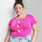 Women's Plus Size Cut Out Front Bodysuit - Wild Fable Vibrant Pink
