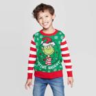 Toddler Boys' Dr.seuss' The Grinch Define Naughty Ugly Holiday Sweater - Green/red