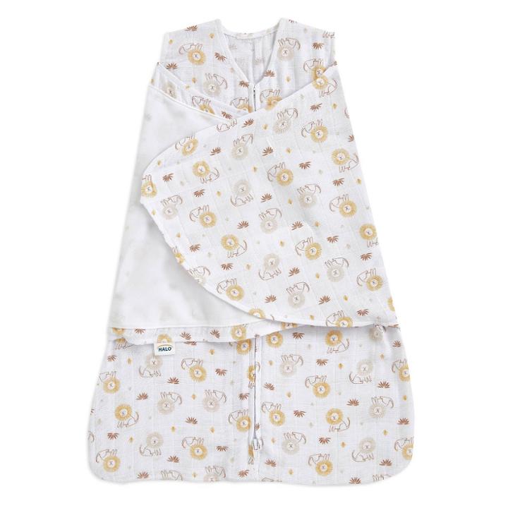 Halo Innovations Sleepsack 100% Cotton Swaddle Wrap Muslin Lions - Newborn