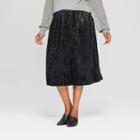 Women's Plus Size Pleated Velvet Skirt - Ava & Viv Black