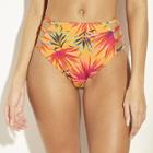 Women's Strappy High Leg High Waist Bikini Bottom - Xhilaration Mango Tropical