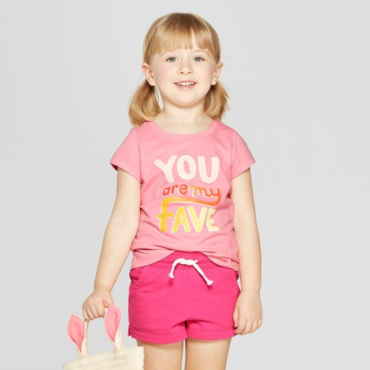 Toddler Girls' Short Sleeve 'fave' Graphic T-shirt - Cat & Jack Pink