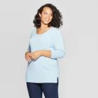 Women's Plus Size Long Sleeve Crewneck Pullover Sweater - Ava & Viv Blue 4x, Women's,