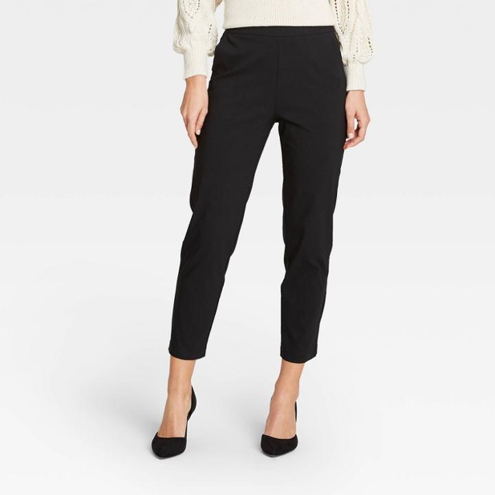Women's Modern Pull-on Skinny Ankle Length Trousers - Who What Wear Black