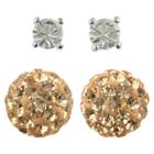 Target Round Post And Fireball Crystal Earrings Set Of 2 - Gold,