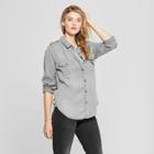 Women's Long Sleeve Soft Twill Shirt - Universal Thread Gray