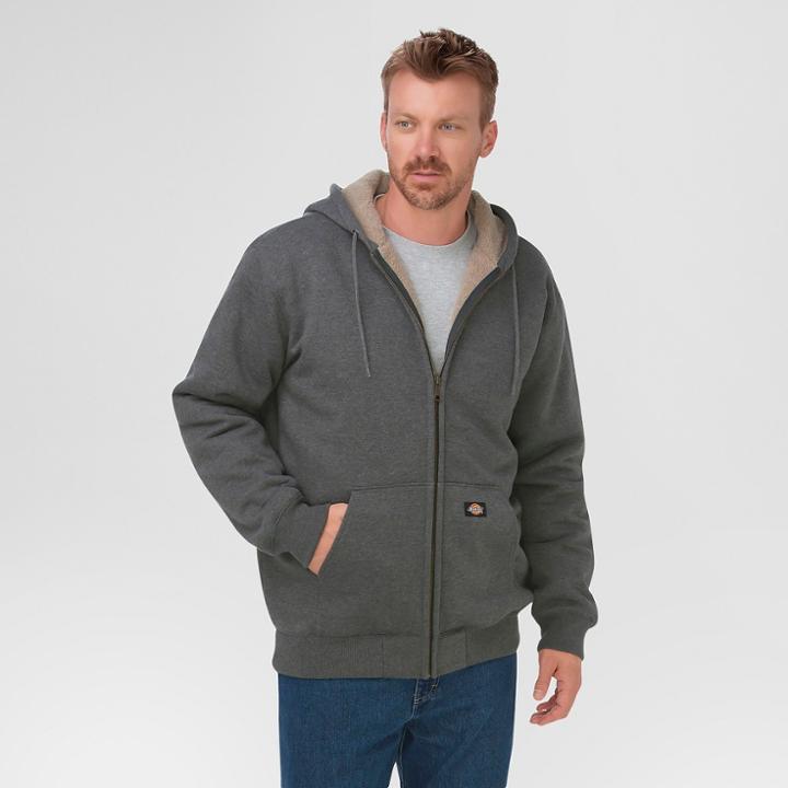 Dickies Men's Sherpa Lined Fleece Hoodie Dark Heather Gray