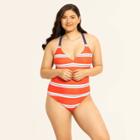 Women's Slimming Control Cross Back One Piece Swimsuit - Beach Betty By Miracle Brands Red