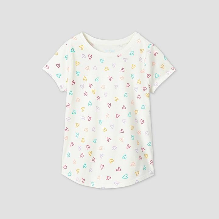 Girls' Short Sleeve Printed T-shirt - Cat & Jack Cream