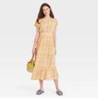 Women's Floral Print Short Sleeve Shift Dress - Knox Rose Yellow