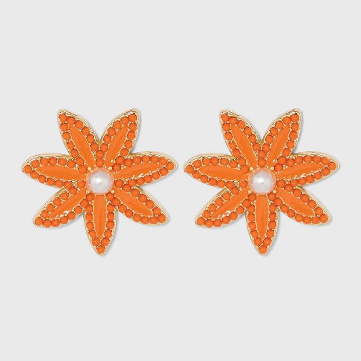 Sugarfix By Baublebar Beaded Flower Drop Earrings - Orange