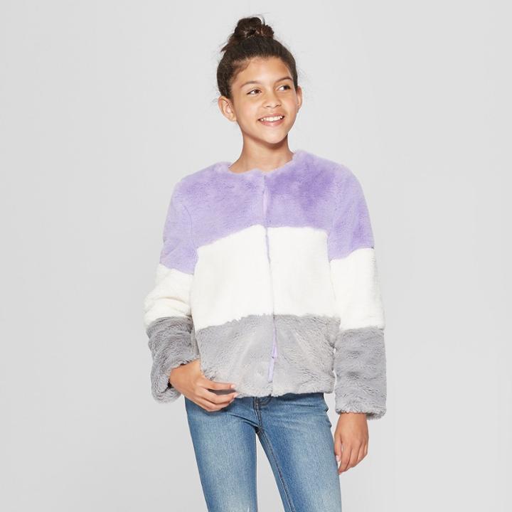 Girls' Faux Fur Jacket - Cat & Jack Purple