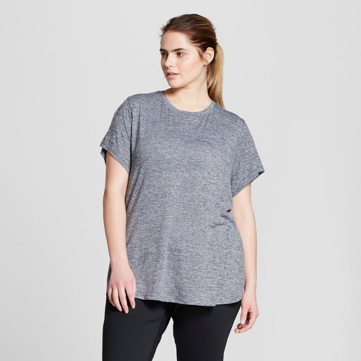 Women's Plus-size Soft Tech T-shirt - C9 Champion Dark Heather Gray 1x, Size: 1xl, Dark Grey Gray