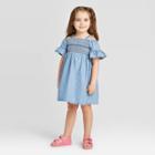 Toddler Girls' Smocked Chambray Dress - Art Class Blue 12m, Toddler Girl's