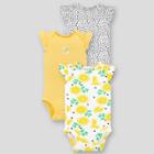 Lamaze Baby Girls' Organic Cotton 3pk Short Sleeve Bodysuit - Yellow Newborn